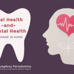 Oral Health and Mental Health Go Hand in Hand Tooth and Profile of Head with Heartbeat Symbol