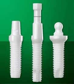 Metal-free Zirconia Dental Implants in three shapes